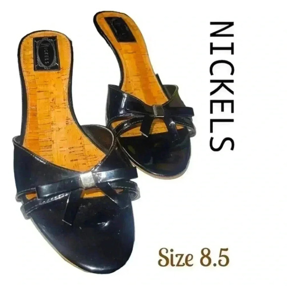 Nickels Patent Leather Mules - these are beautiful !! 2.75 inch heel - Picture 1 of 8